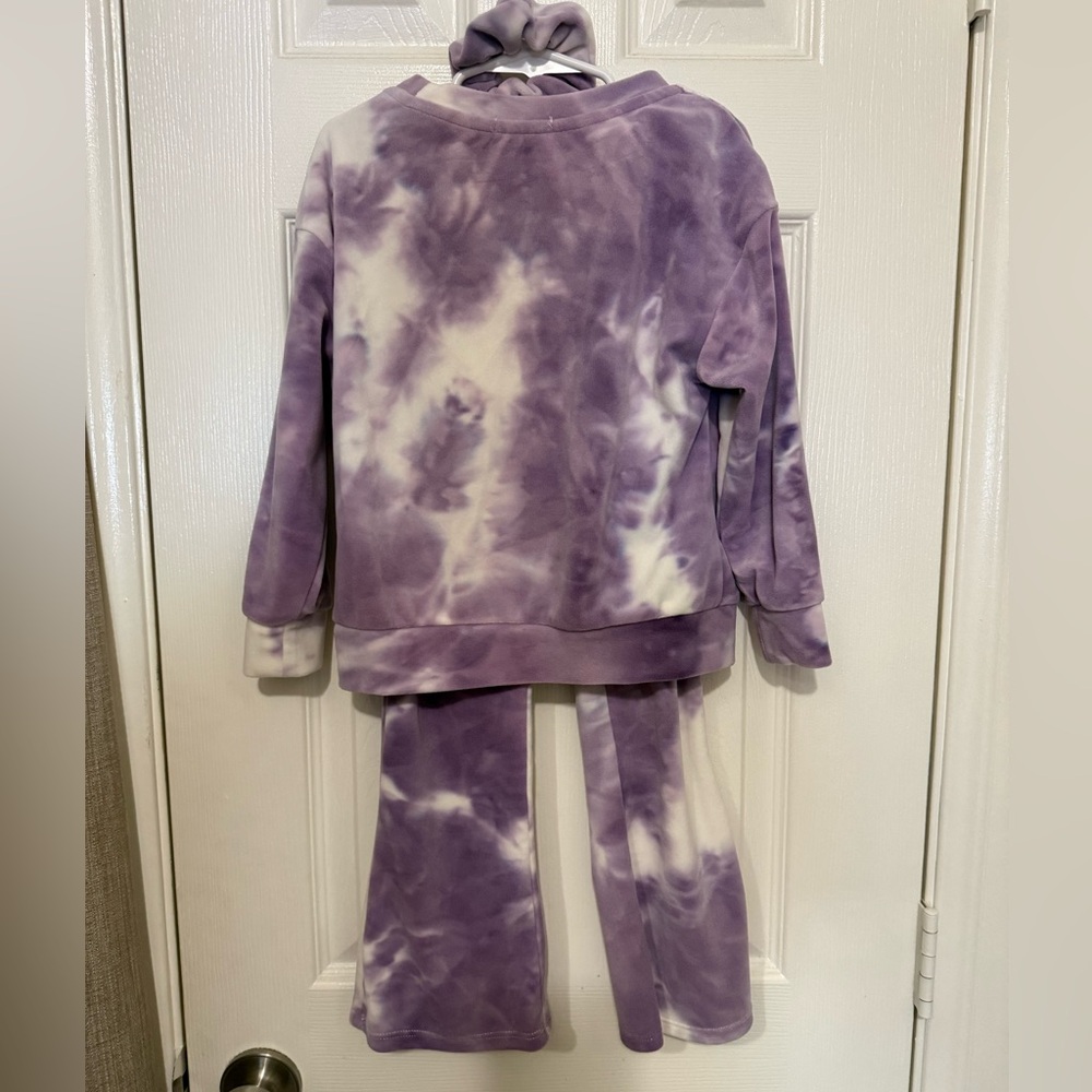Purple Tie-Dye Lounge Set with Scrunchie - Picture 2 of 6